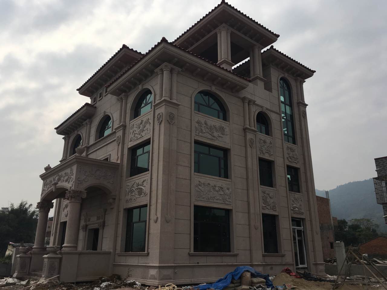 石材赢咖7别墅施工完工图